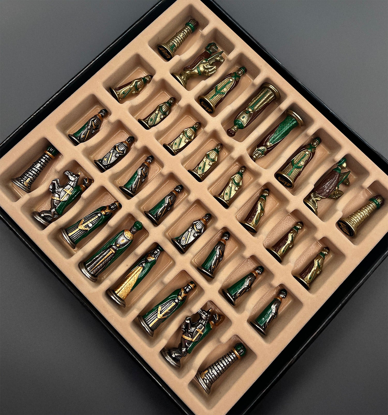 Italfama Medioevale Metal Chess Set with Eco-Leather Chessboard (26x26 cm)