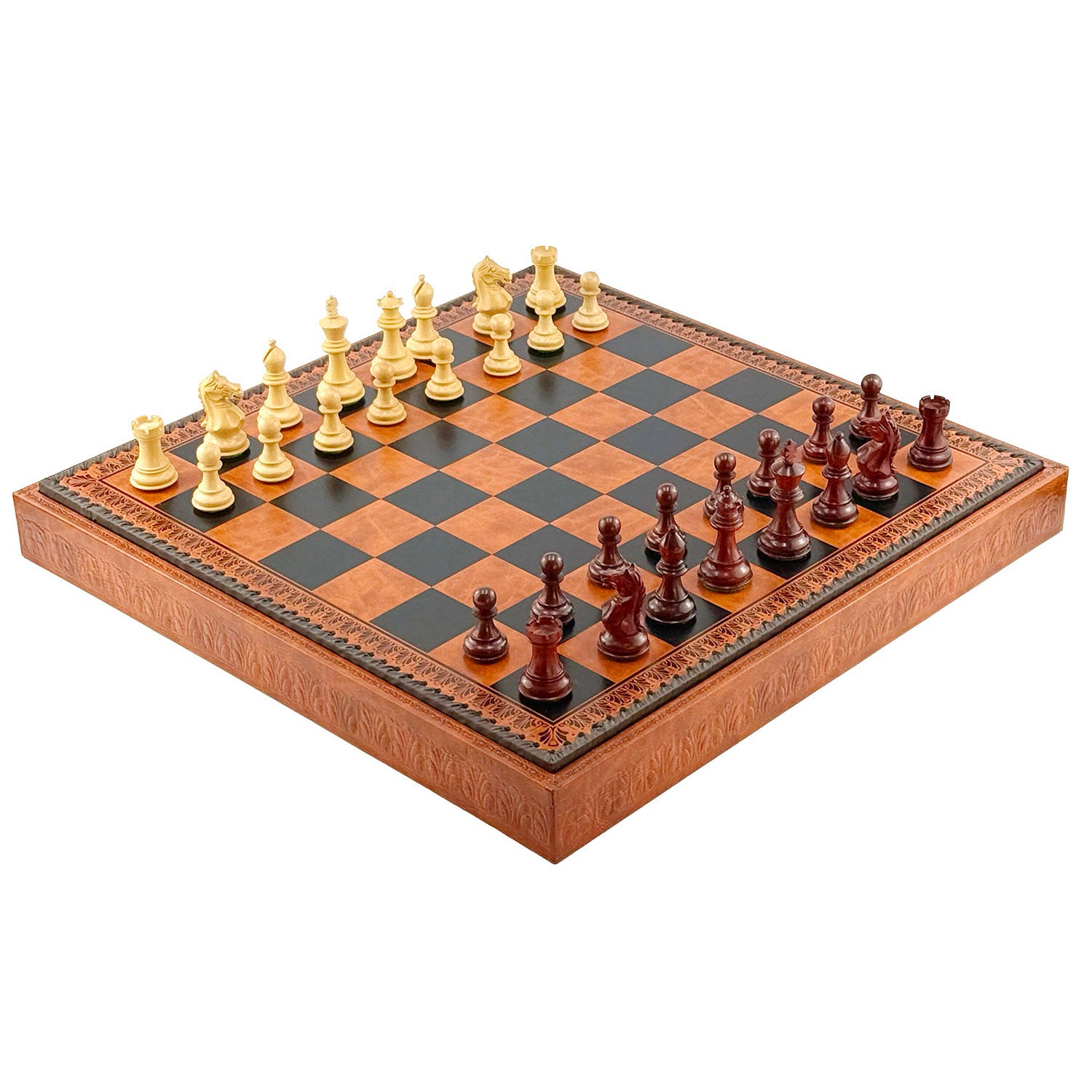 Luxuriöses Italfama Classico Schachset: 7,8 cm große Palisander- und 3-in-1-Kunstleder-Schachbrett (48 cm)