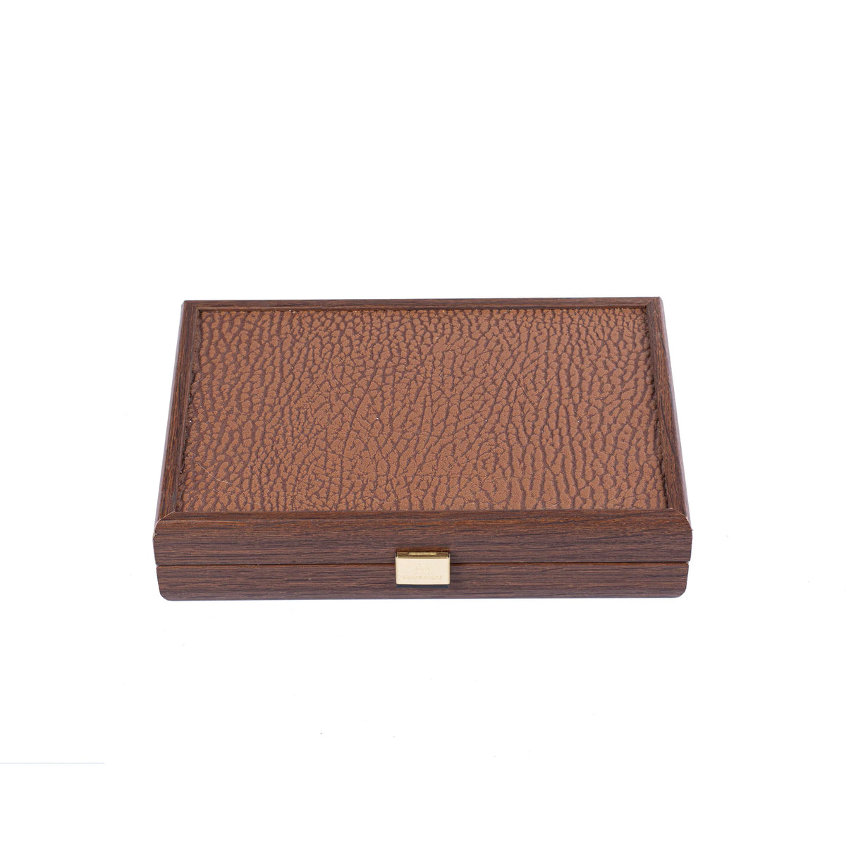 Premium Manopoulos Dominospiel in karamellfarbenem Kunstlederetui aus Holz, Geschenk
