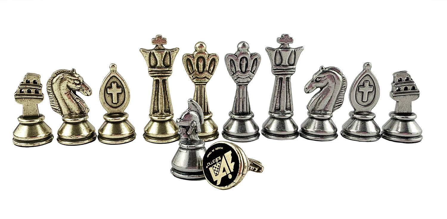 Exclusive Metal Roman Chess Pieces with Eco-Leather Chessboard (26x26 cm)