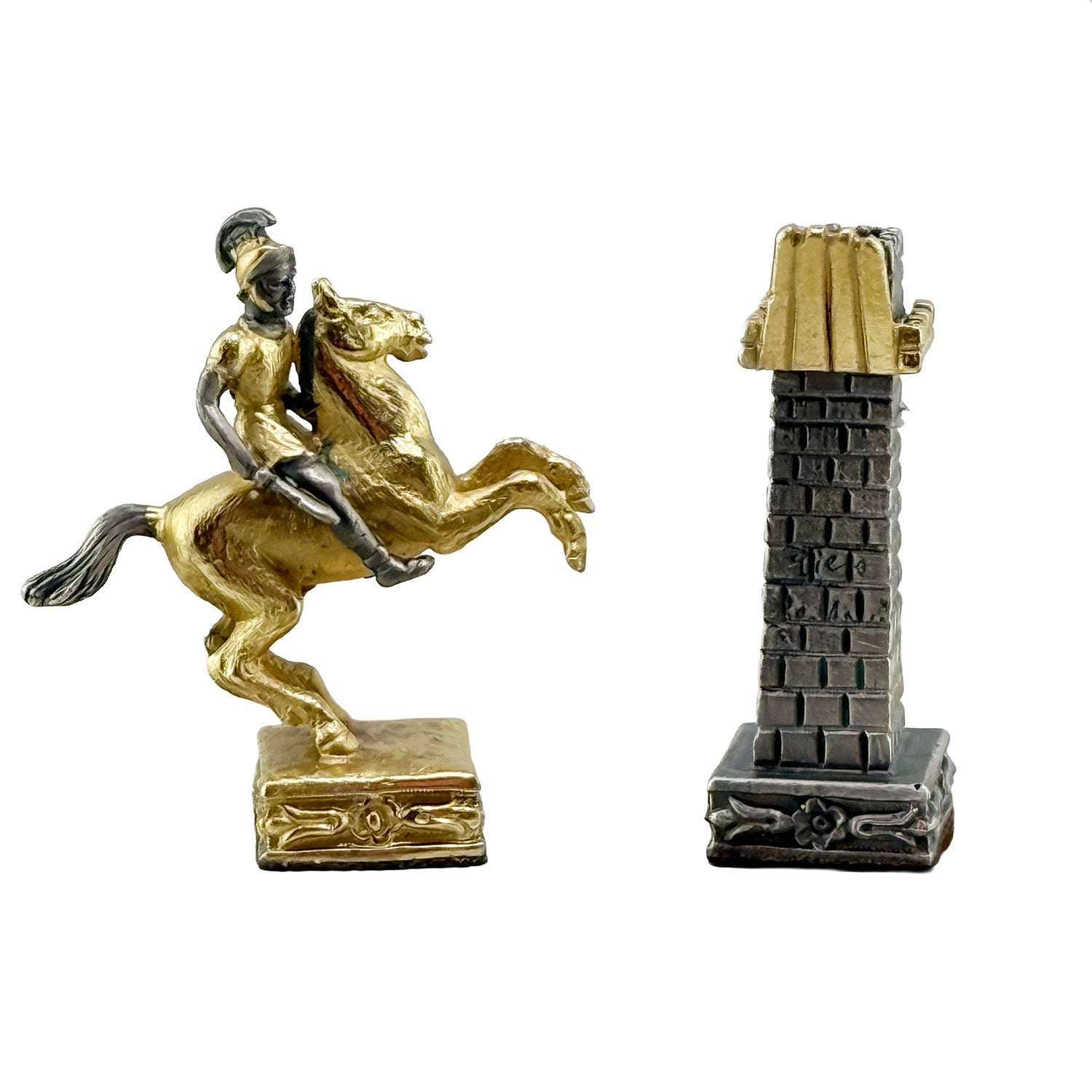 Italfama Römisches Reich Schachset 24K Gold &amp; Onyx 34cm Bronze