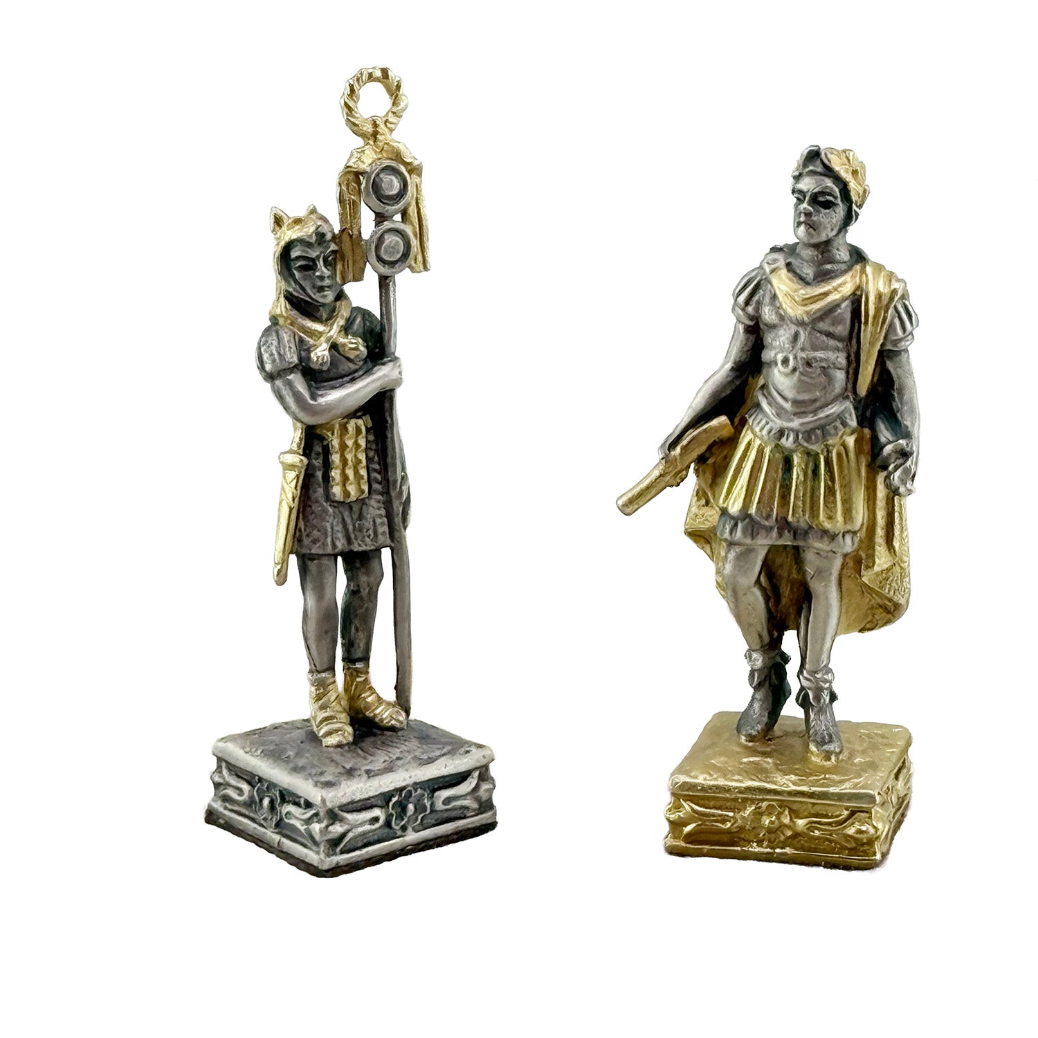 Italfama Römisches Reich Schachset 24K Gold &amp; Onyx 34cm Bronze