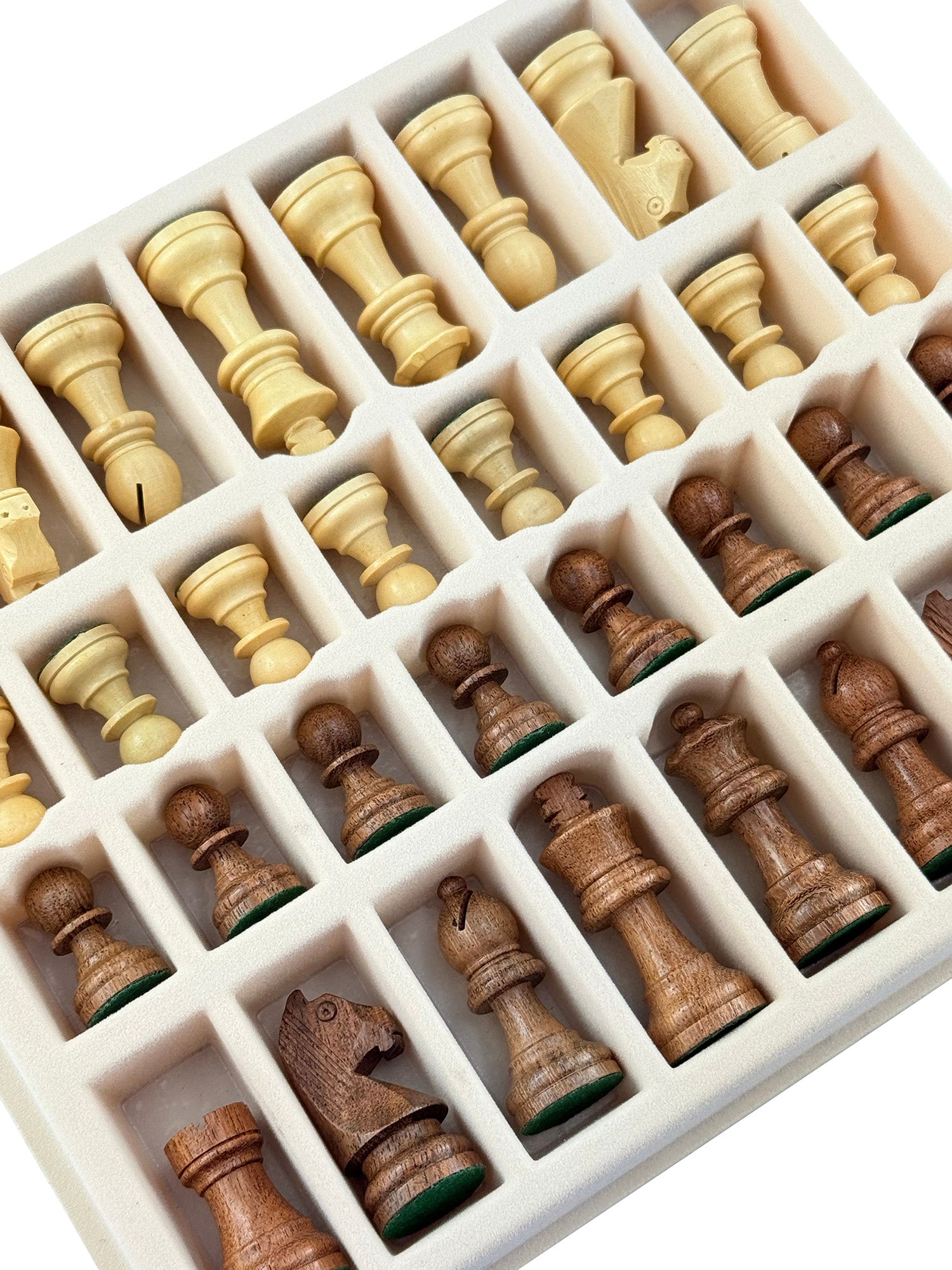 Wooden Acacia Chess Pieces with Eco-Leather Chessboard (26x26 cm)