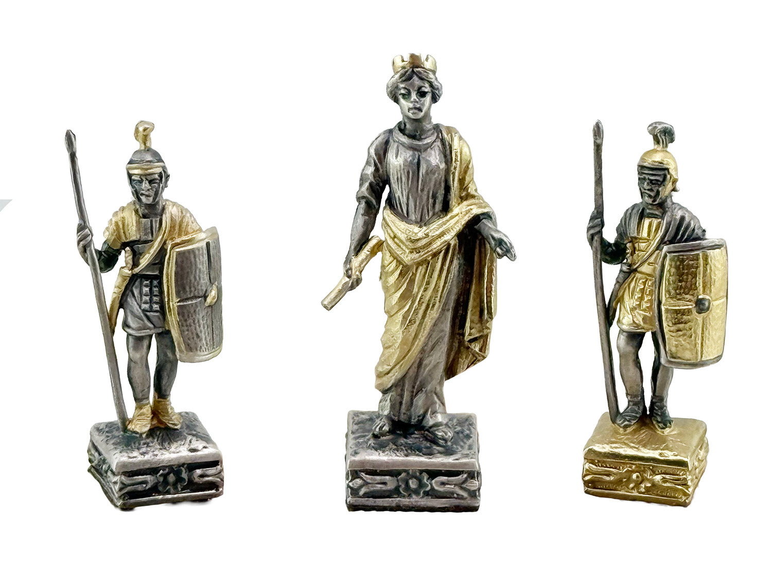 Italfama Römisches Reich Schachset 24K Gold &amp; Onyx 34cm Bronze