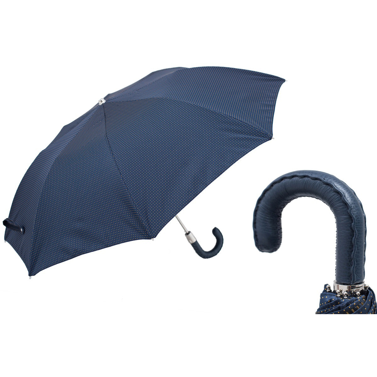 Faltbarer Regenschirm mit Ledergriff | Pasotti – Handgefertigt in Italien